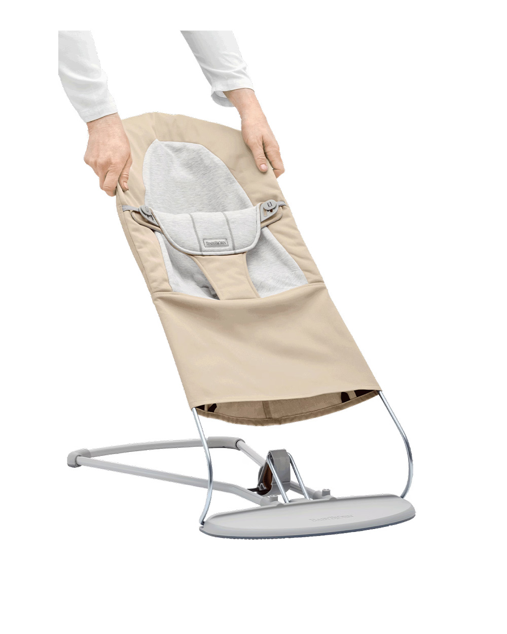 Balance Soft woven jersey bouncer cover Beige/grey colour  Babybj&ouml;rn