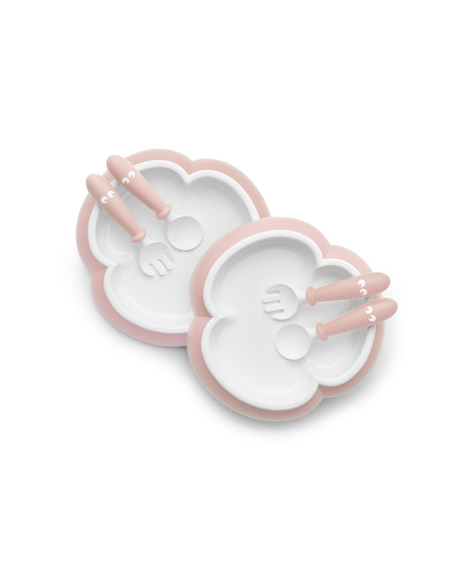Set of 2 plates and cutlery Pastel pink colour  Babybjörn