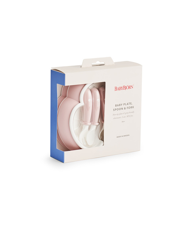 Set of 2 plates and cutlery Pastel pink colour  Babybjörn