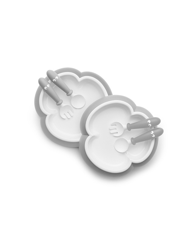 Set of 2 plates and cutlery Grey colour  Babybjörn
