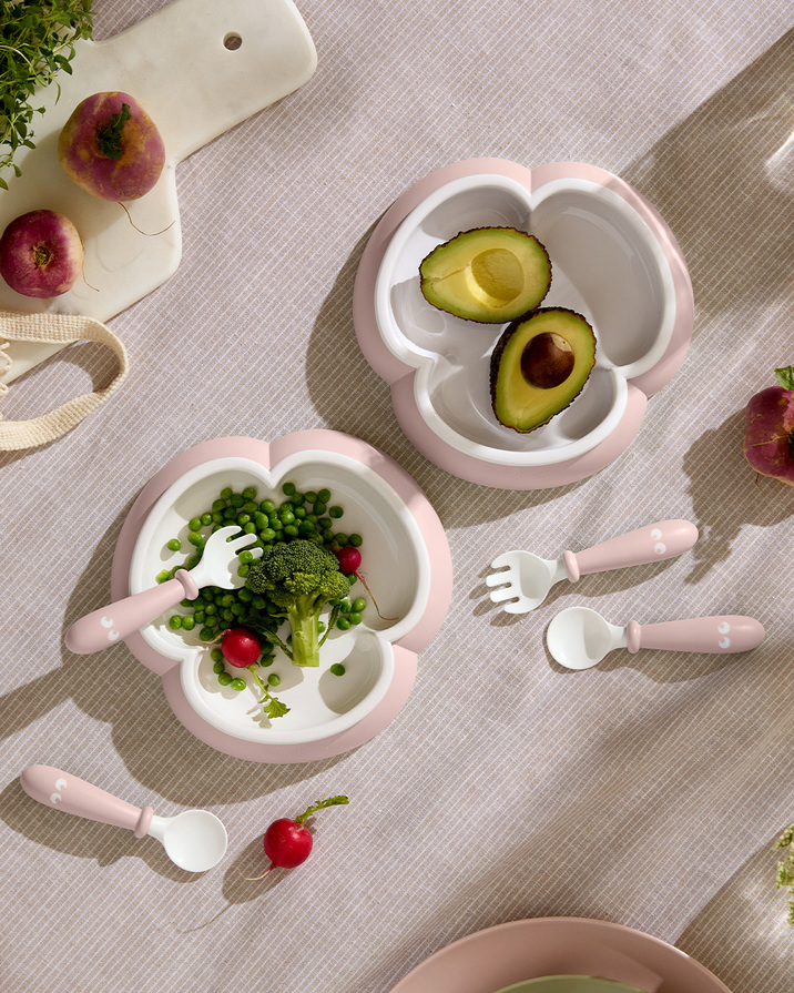 Set of 2 plates and cutlery Pastel pink colour  Babybj&ouml;rn