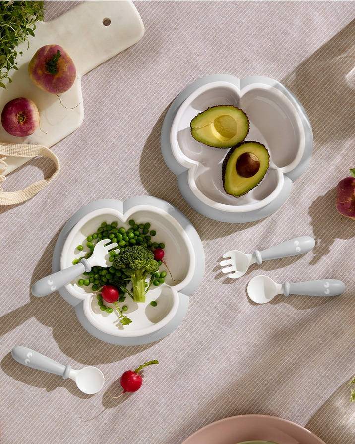 Set of 2 plates and cutlery Grey colour  Babybj&ouml;rn
