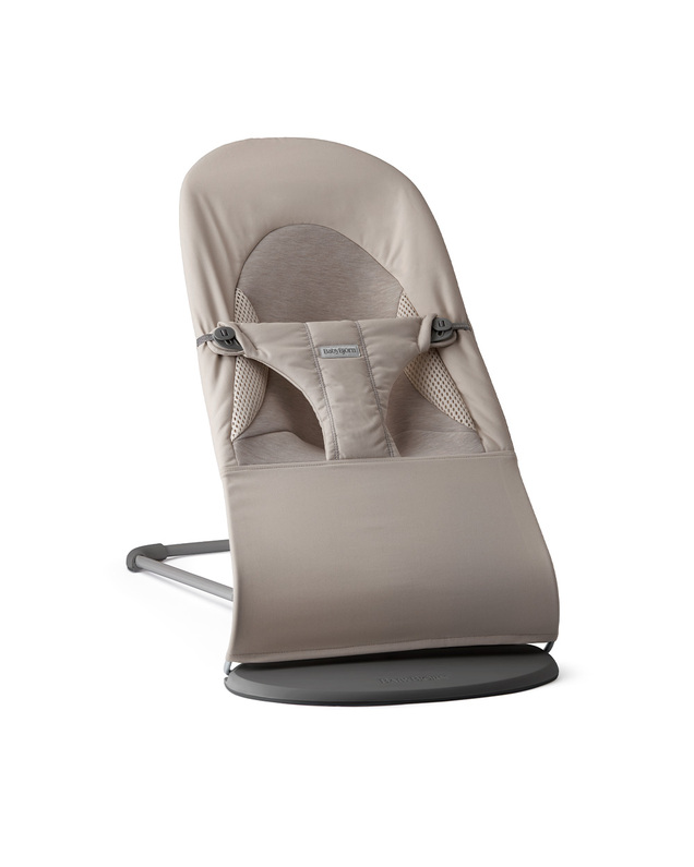 Balance Soft woven jersey bouncer Sand grey colour  Babybjörn