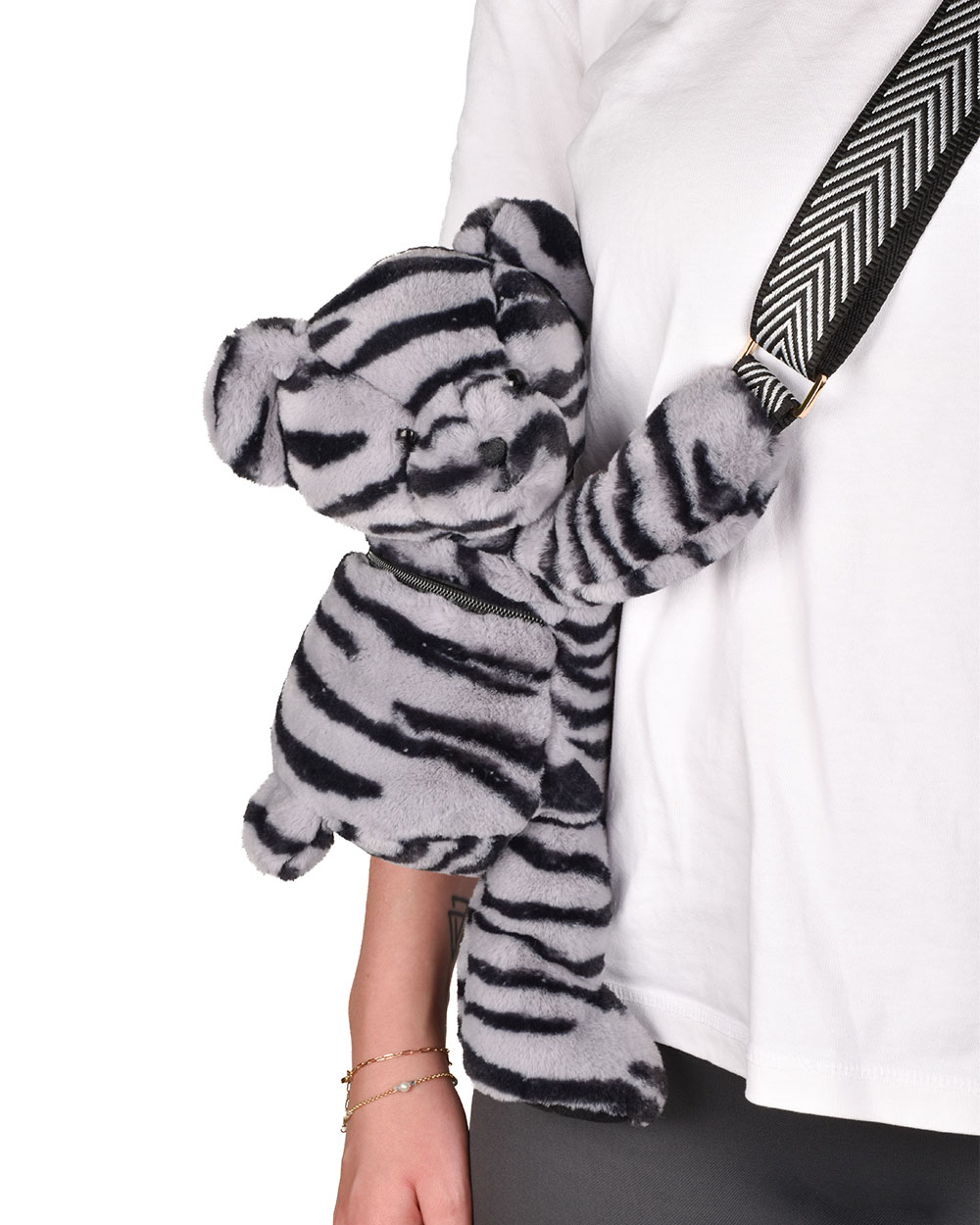 Bear shoulder bag Zebra colour  Doudou et Compagnie
