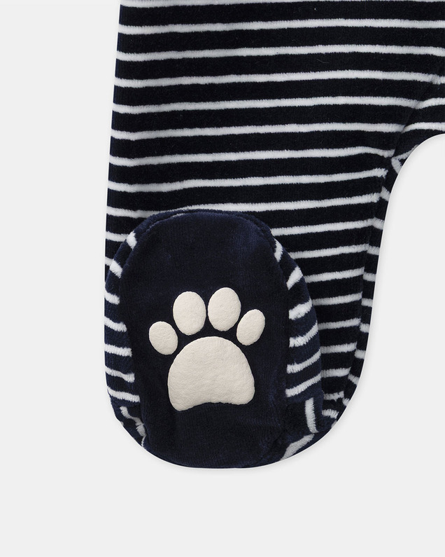 Striped velvet sleepsuit Navy blue colour  Sergent Major