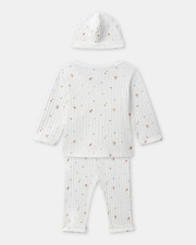 Set with top, trousers and leaf print hat Ecru colour  Sergent Major
