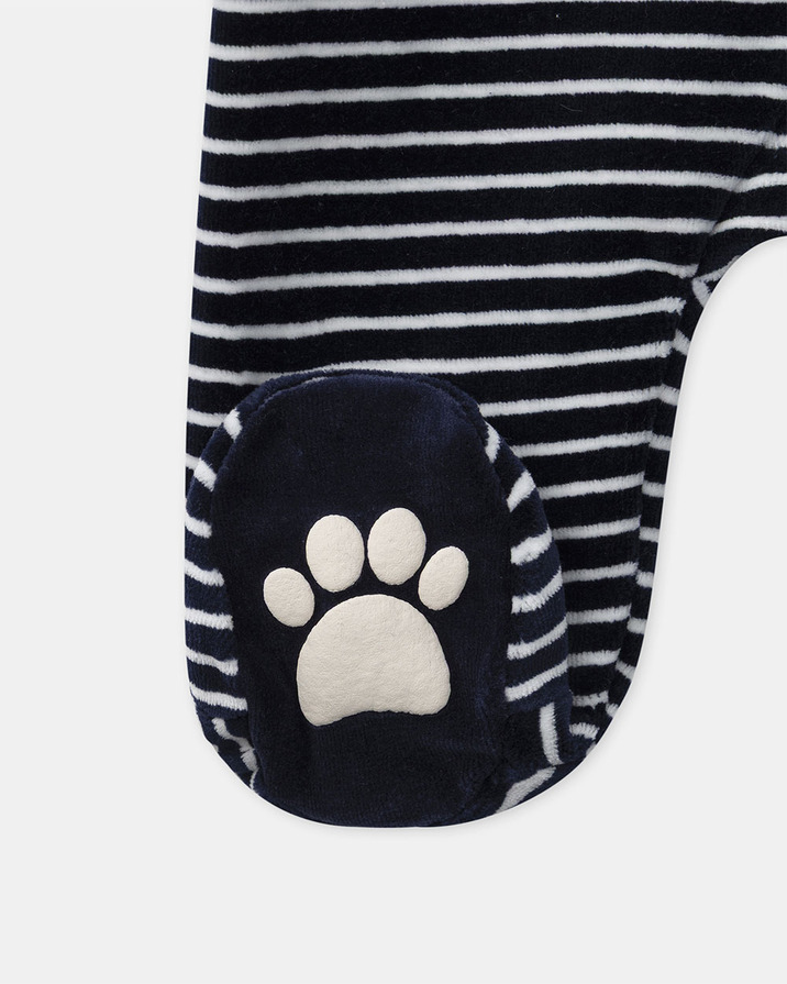 Striped velvet sleepsuit Navy blue colour  Sergent Major