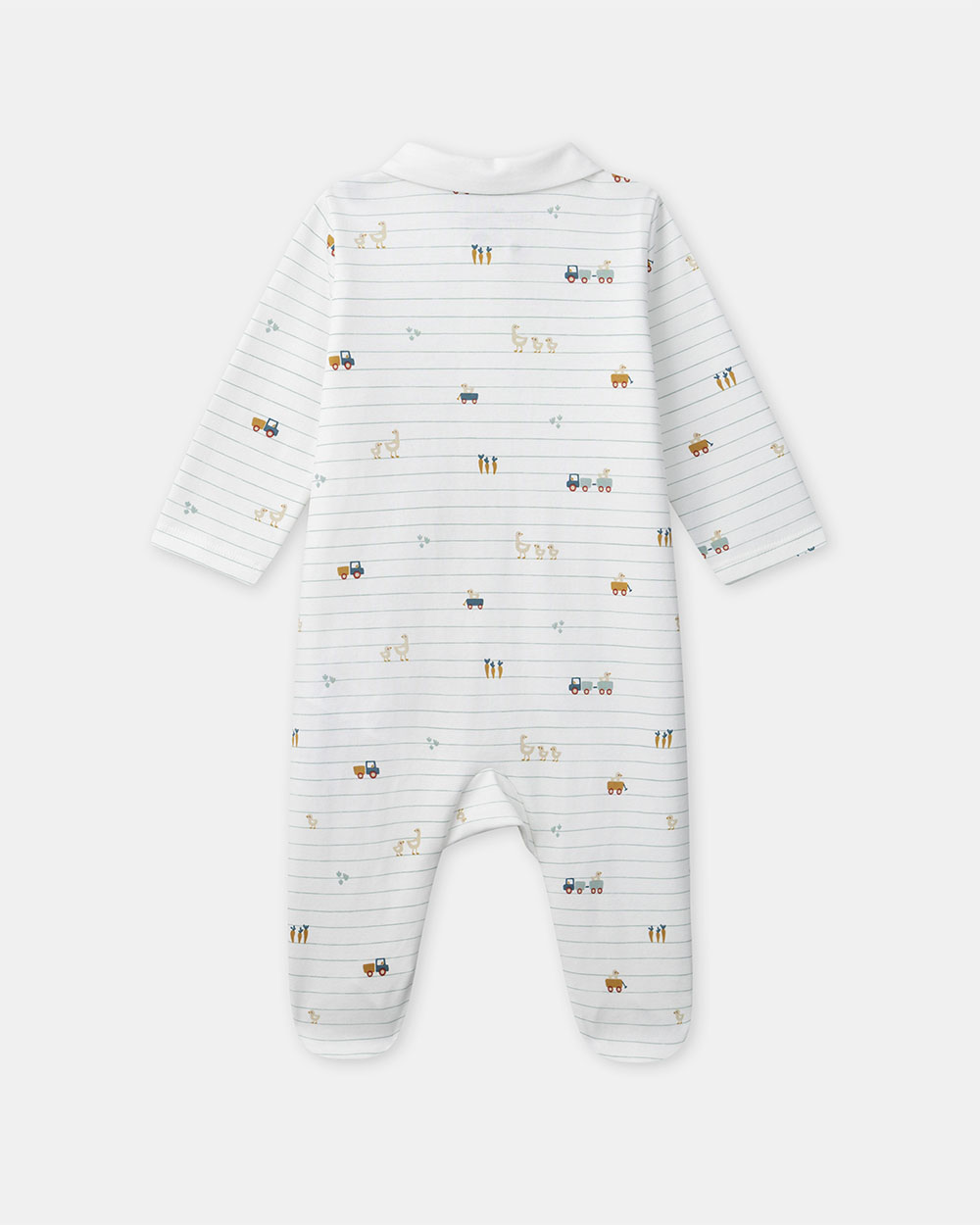 Striped onesie with farm motif Ecru colour  Sergent Major