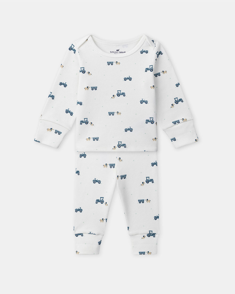 Grow-with-me tractor print pajamas Ecru colour  Sergent Major