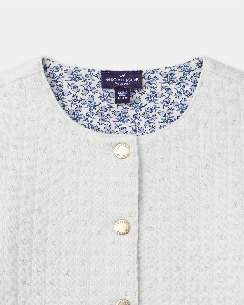 Ecru cardigan with &lsquo;little flower&rsquo; detail Ecru colour  Sergent Major