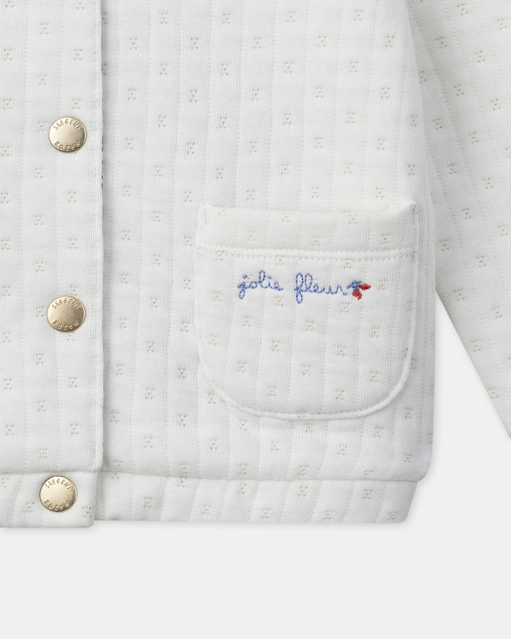 Ecru cardigan with &lsquo;little flower&rsquo; detail Ecru colour  Sergent Major