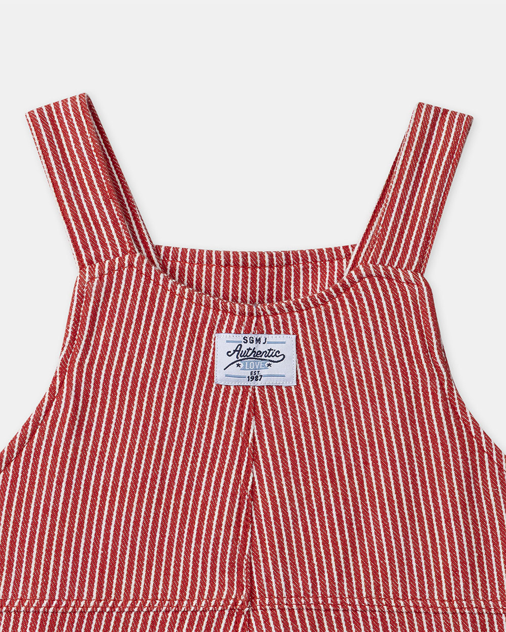 Striped dungarees with pockets Red colour  Sergent Major
