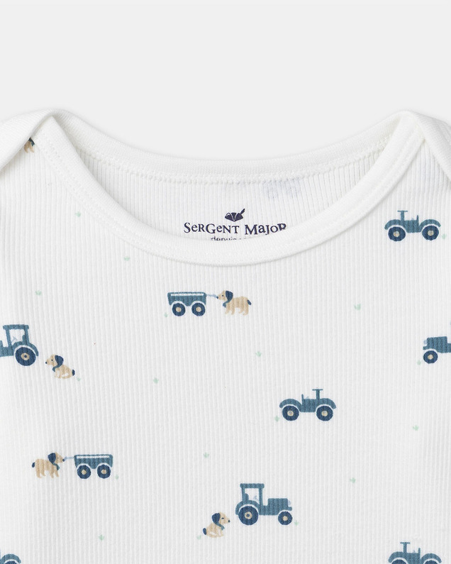 Grow-with-me tractor print pajamas Ecru colour  Sergent Major