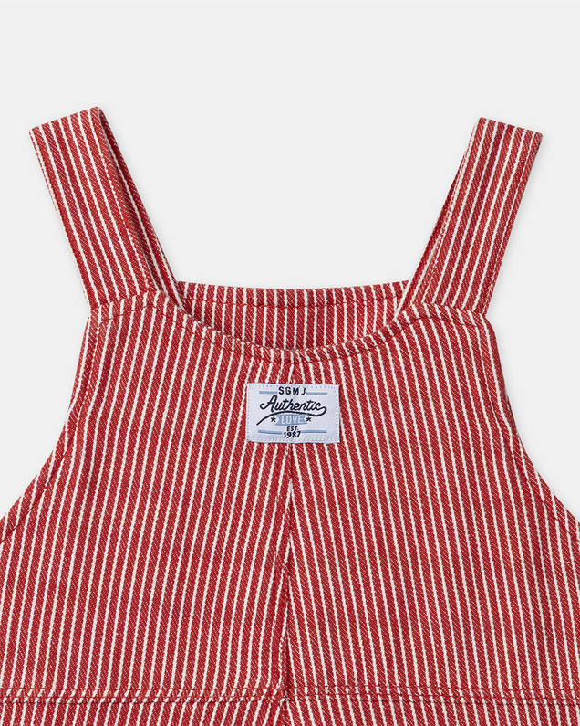 Striped dungarees with pockets Red colour  Sergent Major