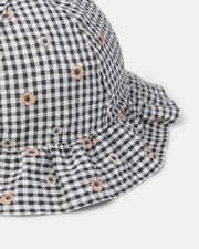 Floral embroidered gingham hat Grey colour  Sergent Major