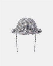 Floral embroidered gingham hat Grey colour  Sergent Major