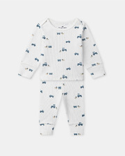 Grow-with-me tractor print pajamas Ecru colour  Sergent Major