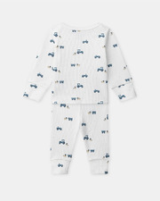 Grow-with-me tractor print pajamas Ecru colour  Sergent Major