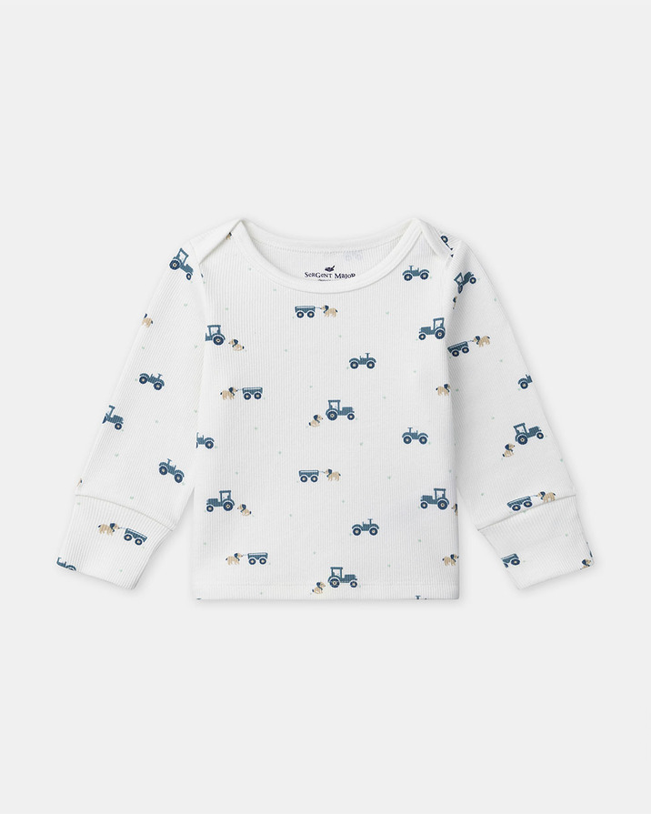 Grow-with-me tractor print pajamas Ecru colour  Sergent Major