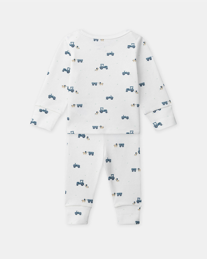 Grow-with-me tractor print pajamas Ecru colour  Sergent Major