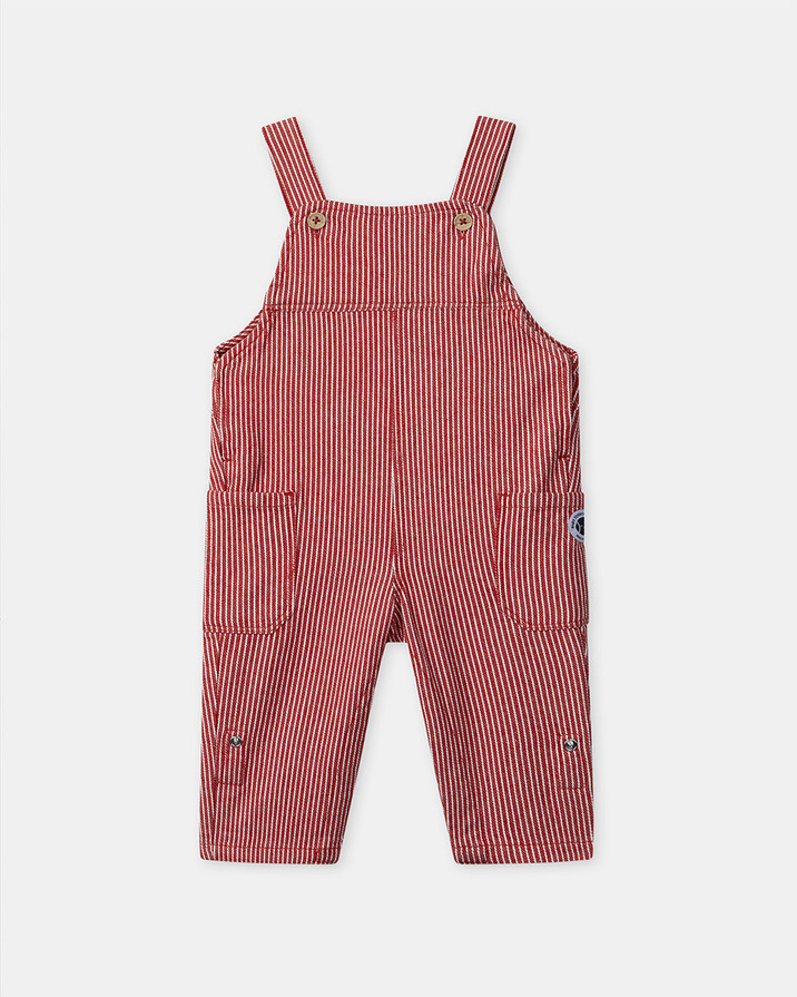 Striped dungarees with pockets Red colour  Sergent Major
