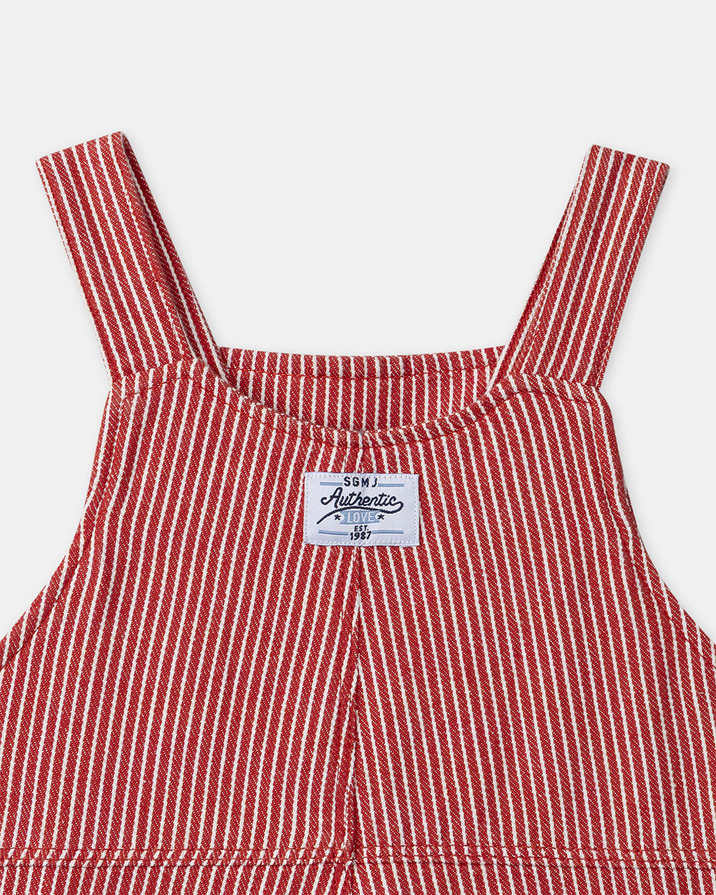 Striped dungarees with pockets Red colour  Sergent Major