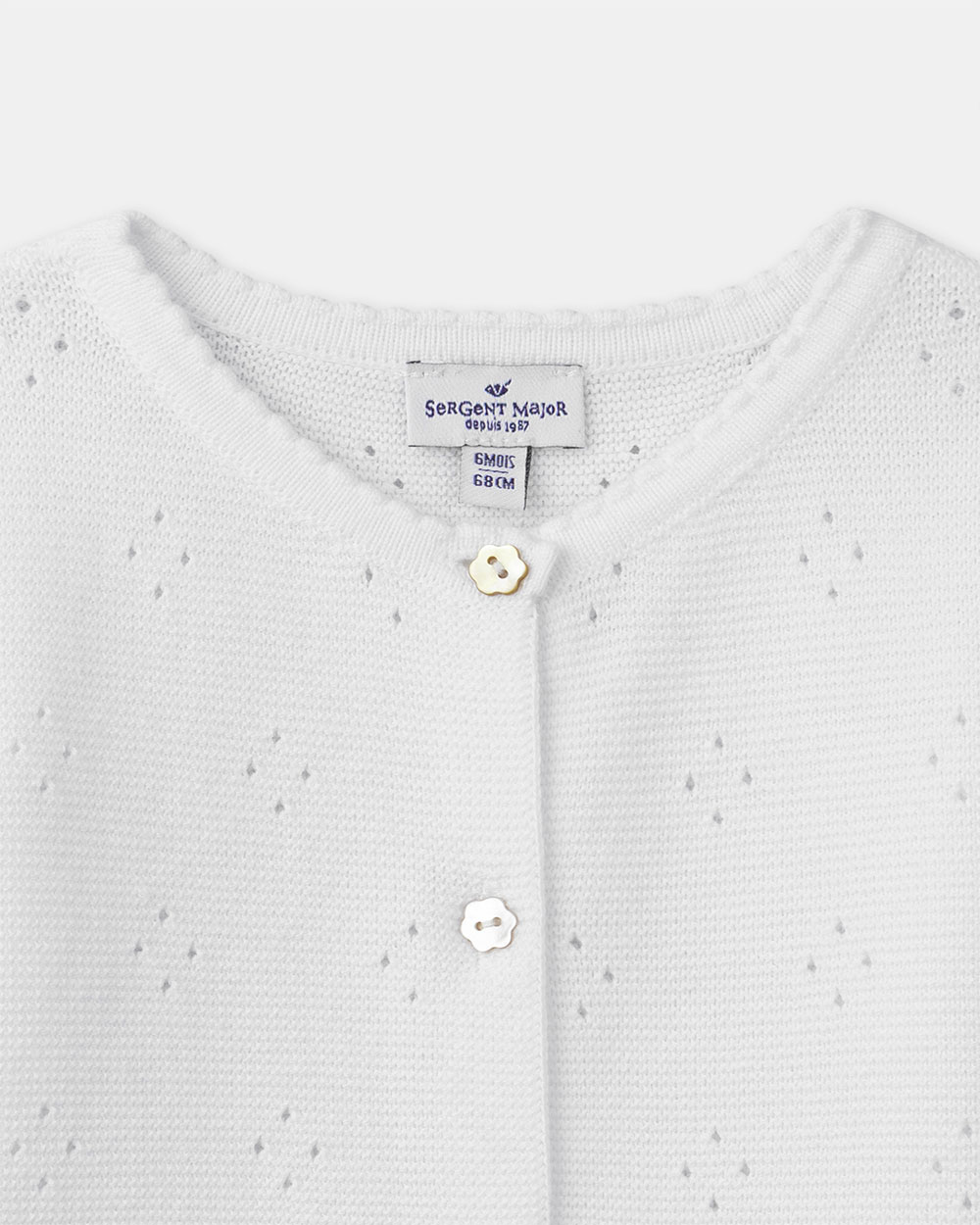 Openwork knit cardigan Ecru colour  Sergent Major