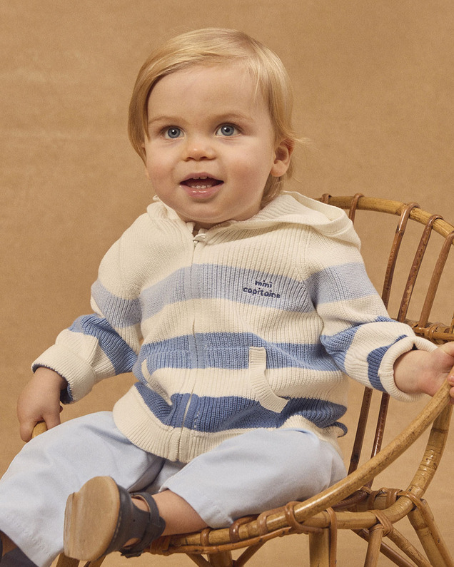 Hooded cardigan with stripes Blue colour  Sergent Major