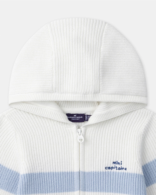 Hooded cardigan with stripes Blue colour  Sergent Major