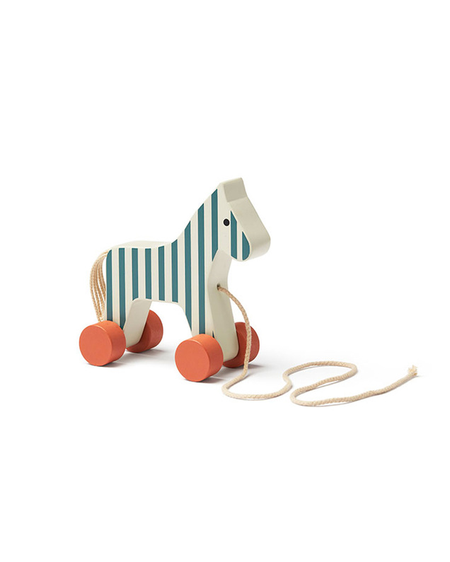 Striped pull-along horse Wooden Kid's concept