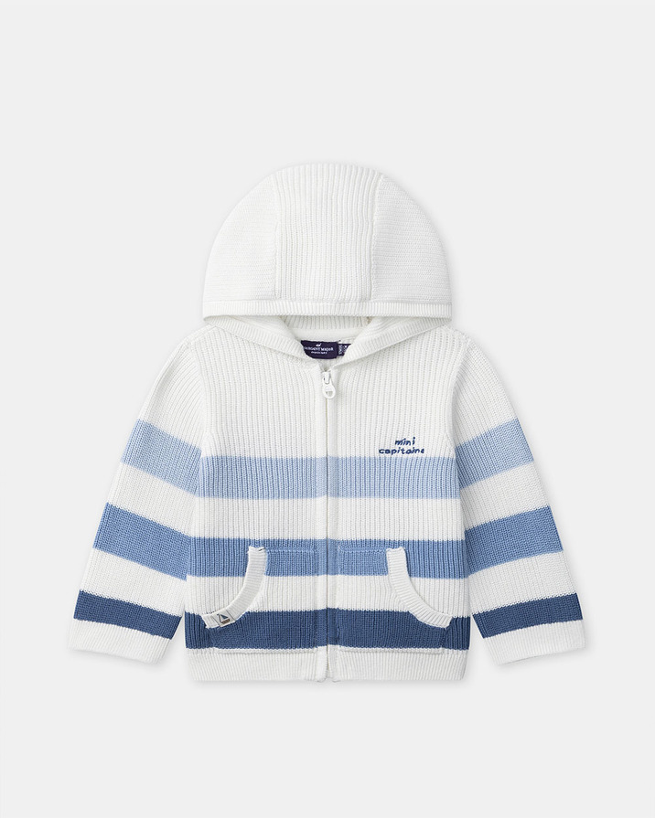 Hooded cardigan with stripes Blue colour  Sergent Major