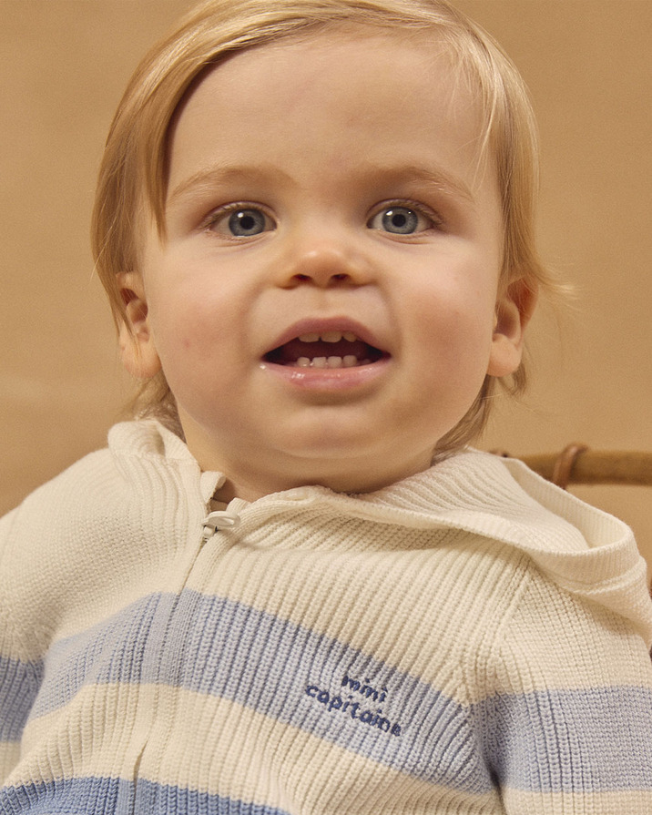 Hooded cardigan with stripes Blue colour  Sergent Major