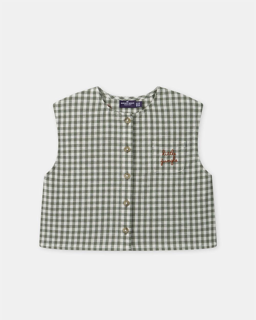 Gingham tank top and shorts set Dark green/ivory colour  Sergent Major