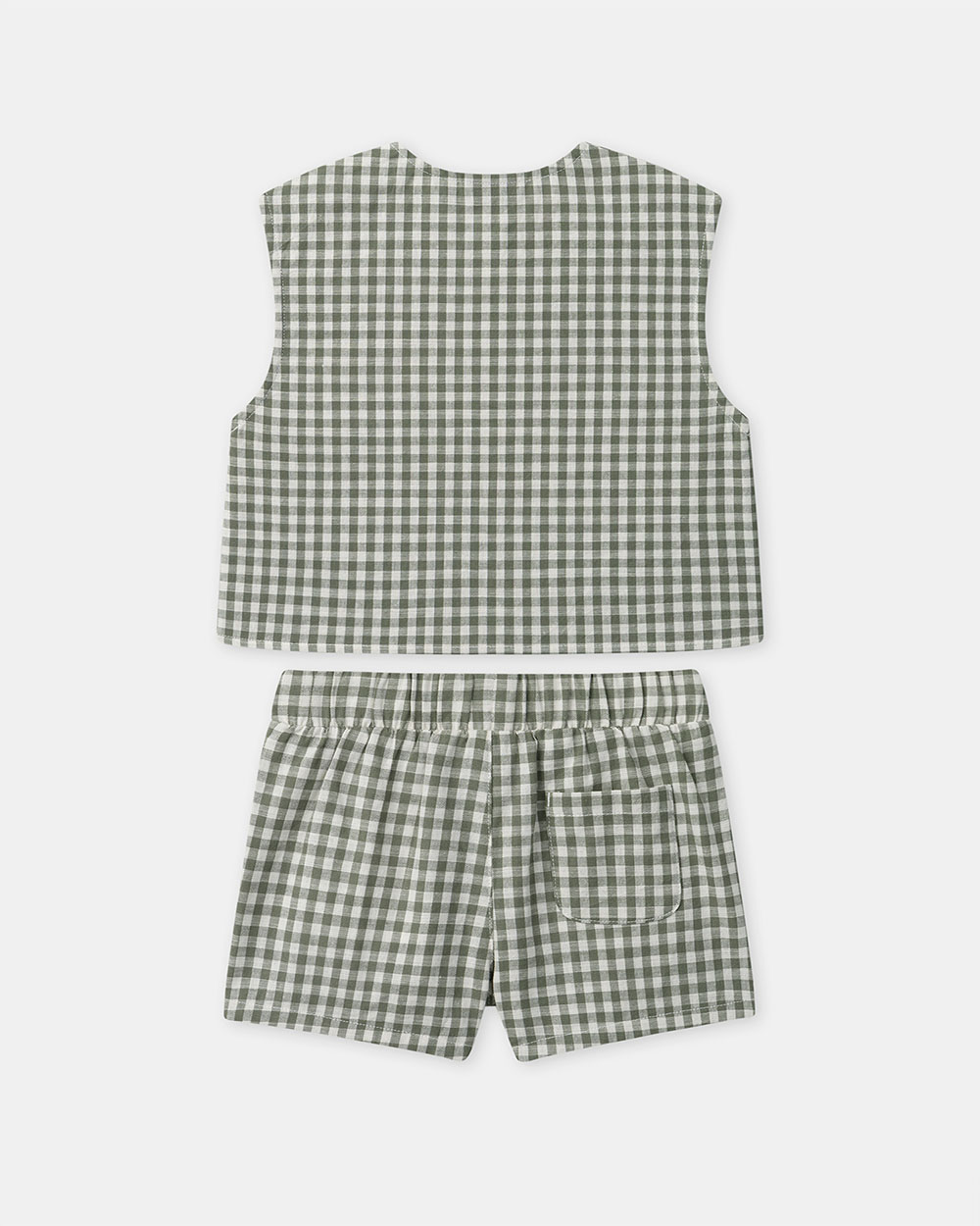 Gingham tank top and shorts set Dark green/ivory colour  Sergent Major