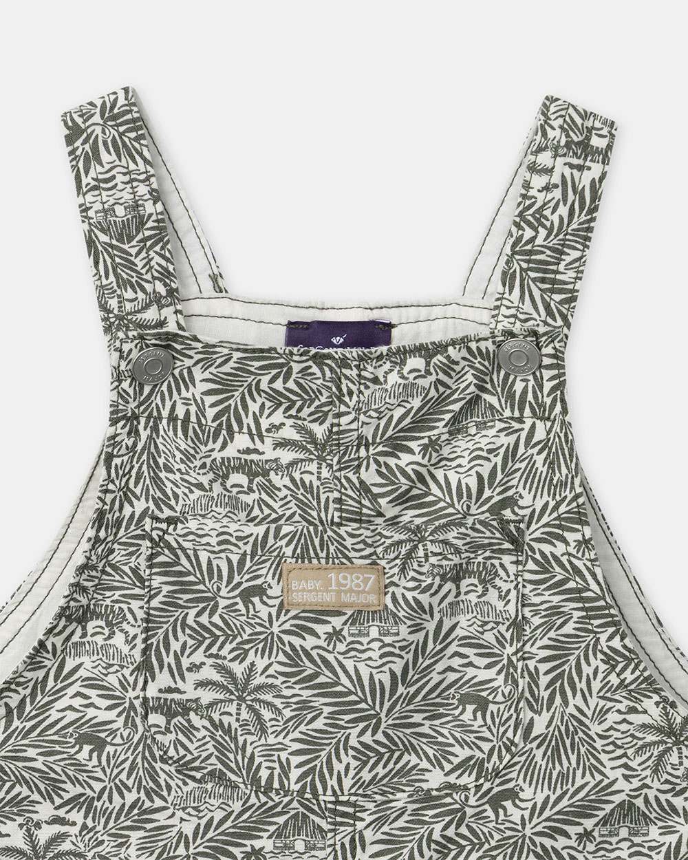 Tropical print short overalls Khaki colour  Sergent Major