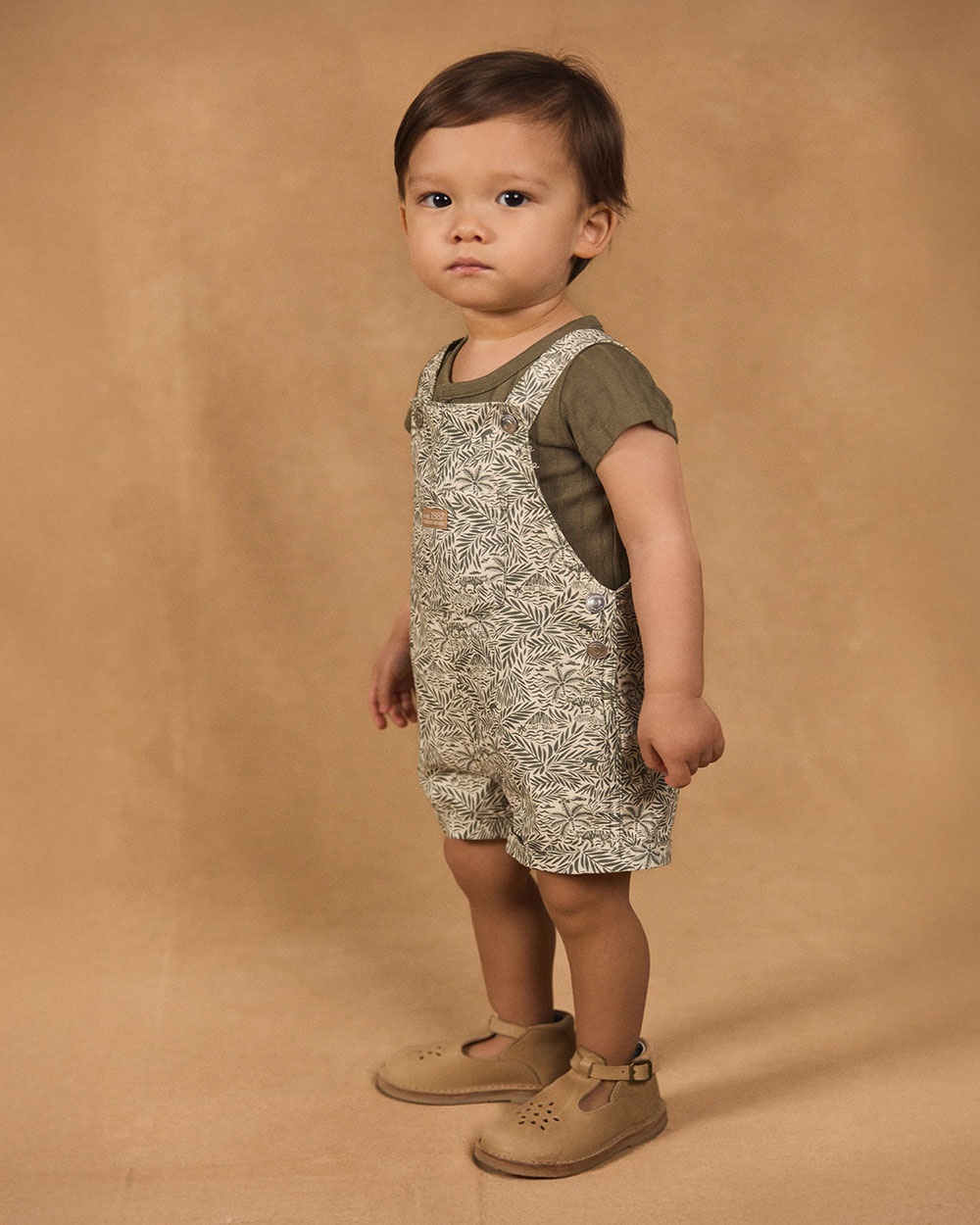 Tropical print short overalls Khaki colour  Sergent Major