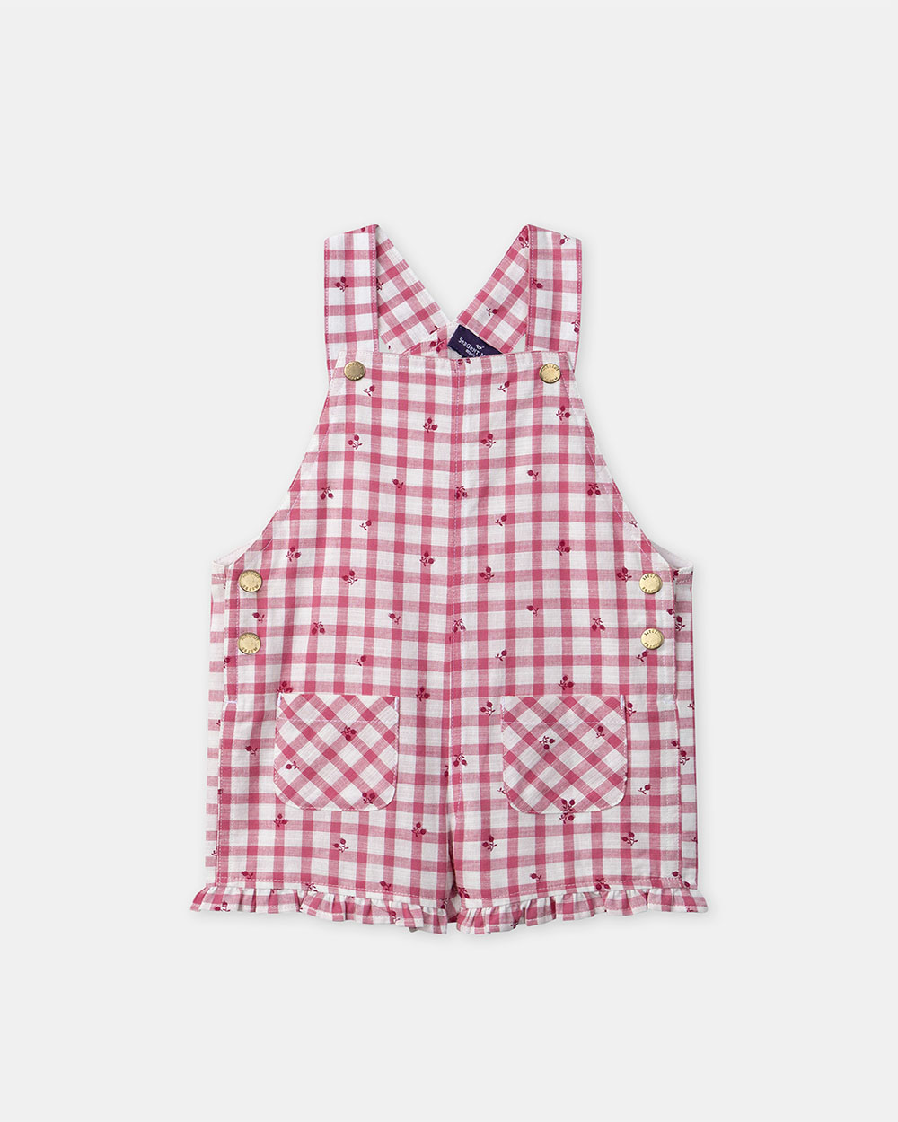 Short gingham overalls with ruffles Pink colour  Sergent Major