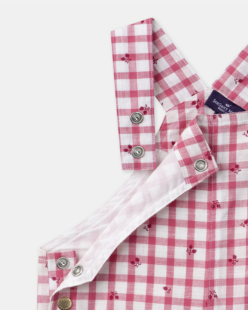 Short gingham overalls with ruffles Pink colour  Sergent Major