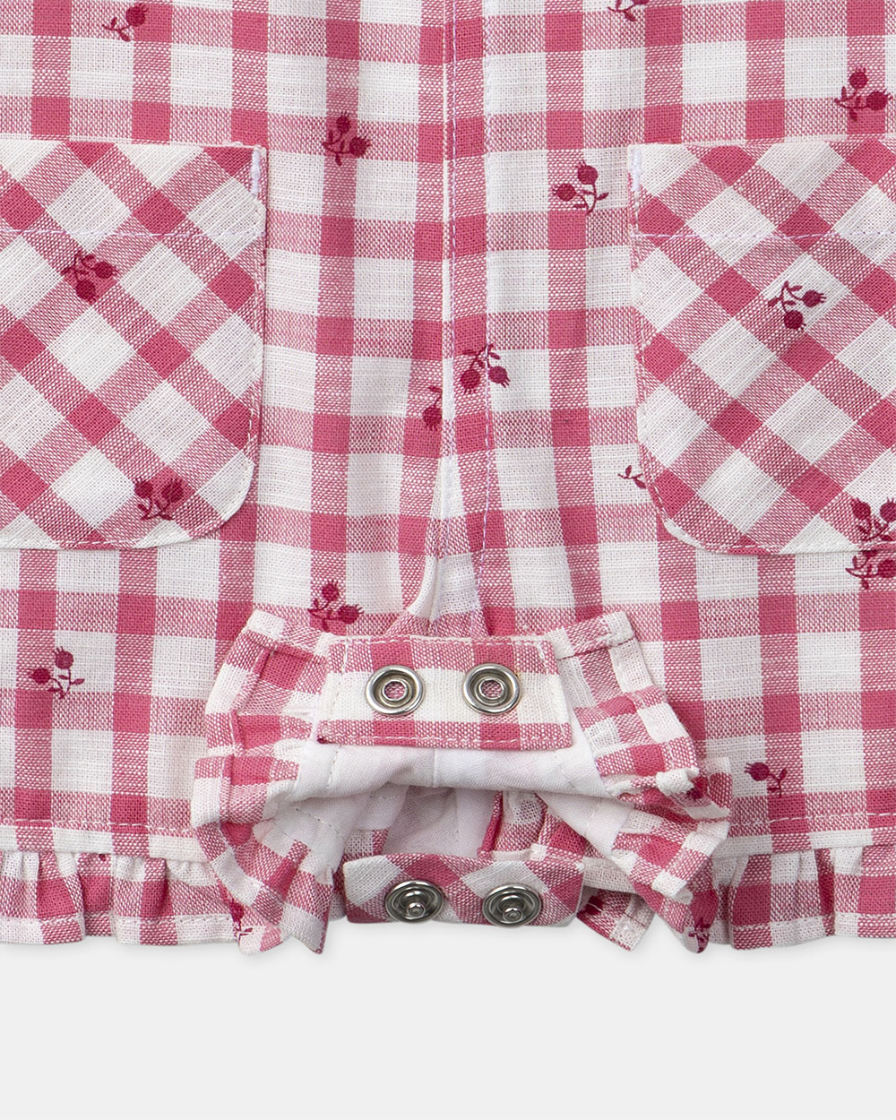 Short gingham overalls with ruffles Pink colour  Sergent Major