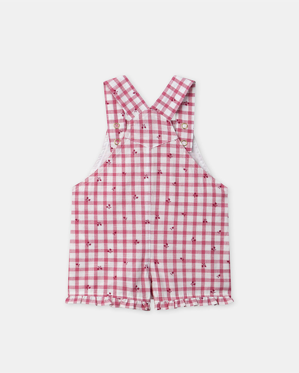Short gingham overalls with ruffles Pink colour  Sergent Major