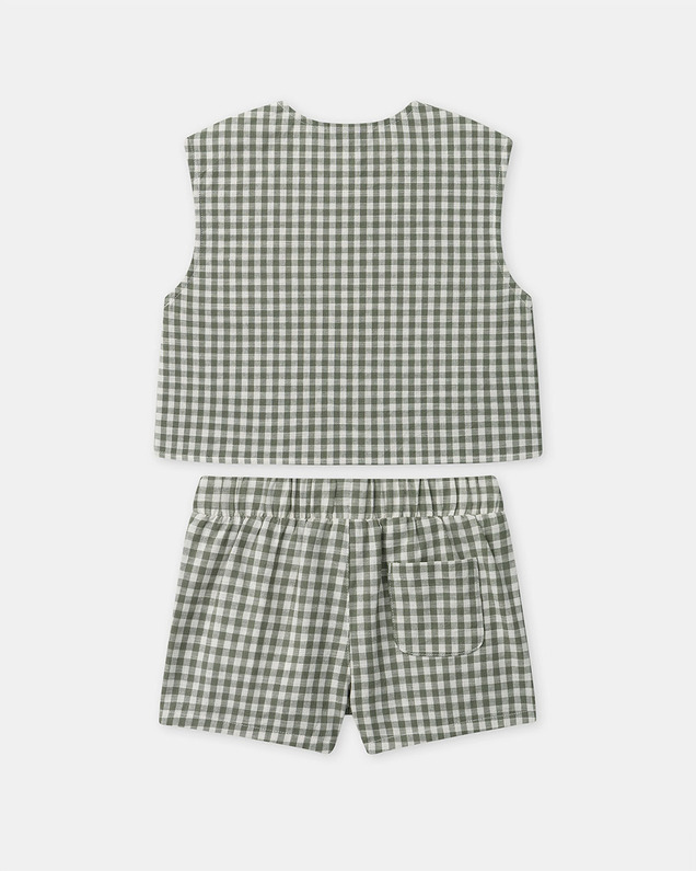 Gingham tank top and shorts set Dark green/ivory colour  Sergent Major