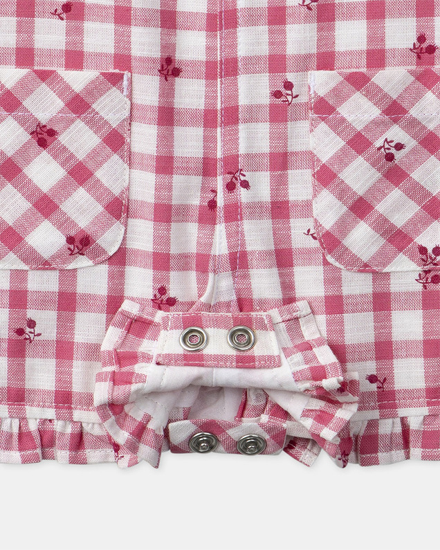 Short gingham overalls with ruffles Pink colour  Sergent Major