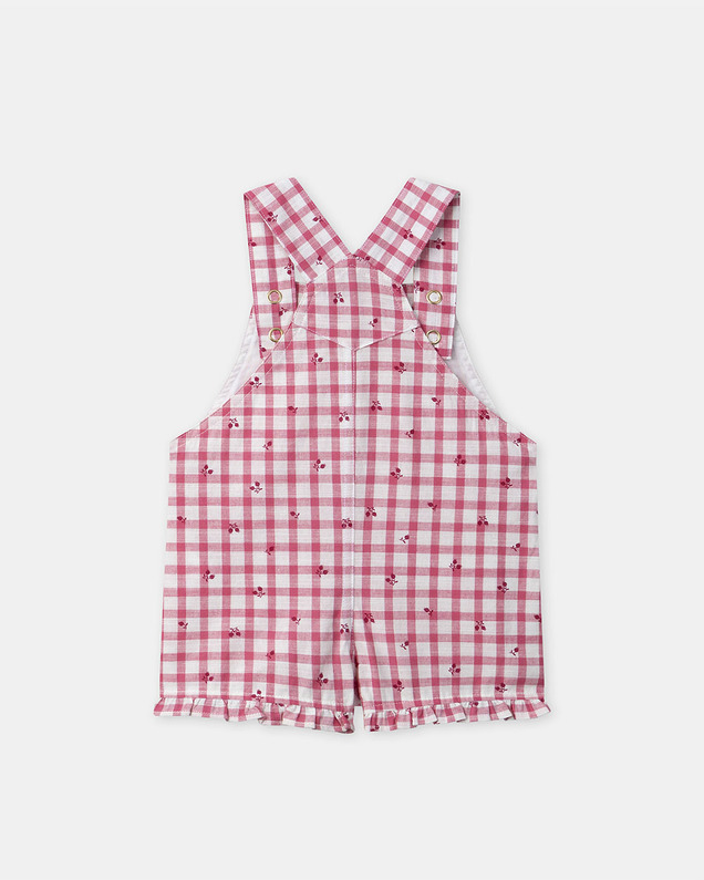 Short gingham overalls with ruffles Pink colour  Sergent Major