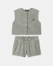 Gingham tank top and shorts set Dark green/ivory colour  Sergent Major
