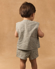 Gingham tank top and shorts set Dark green/ivory colour  Sergent Major