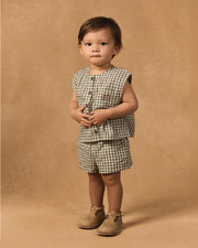 Gingham tank top and shorts set Dark green/ivory colour  Sergent Major