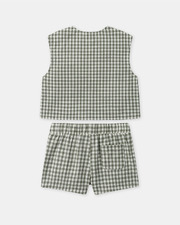 Gingham tank top and shorts set Dark green/ivory colour  Sergent Major