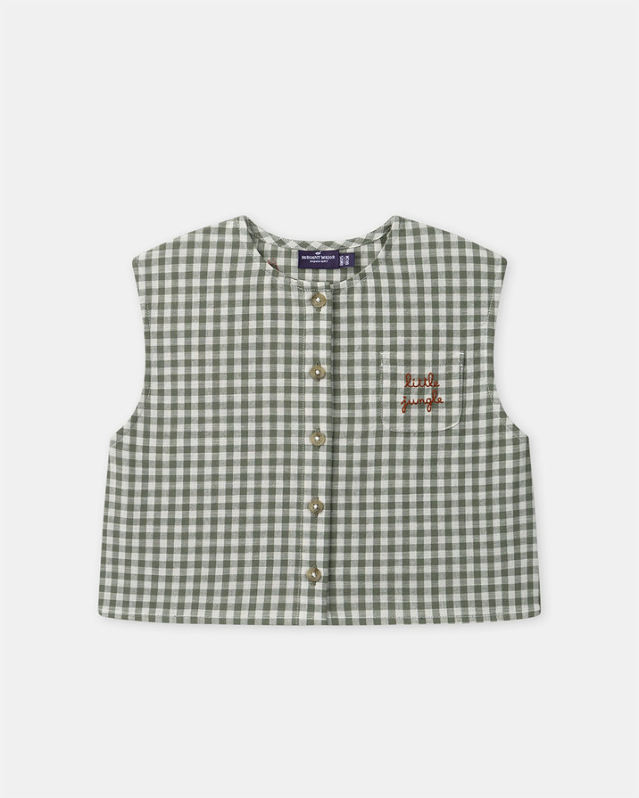 Gingham tank top and shorts set Dark green/ivory colour  Sergent Major