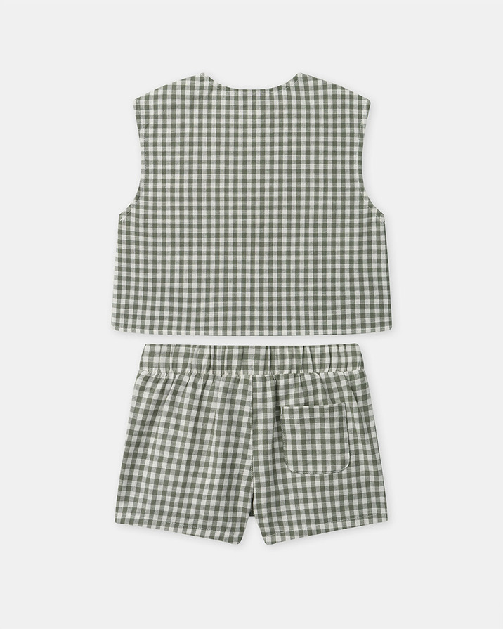 Gingham tank top and shorts set Dark green/ivory colour  Sergent Major