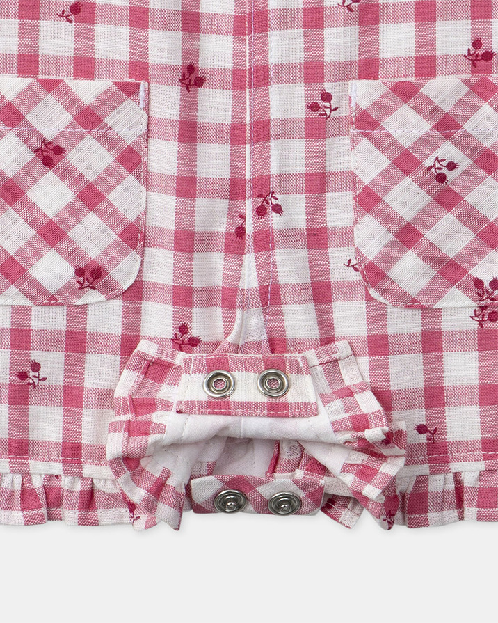 Short gingham overalls with ruffles Pink colour  Sergent Major